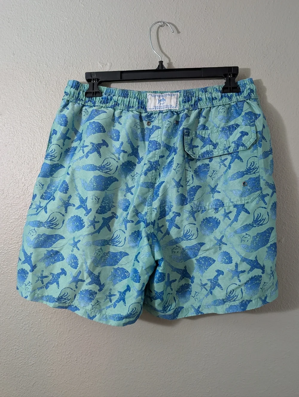 Southern Tide Skipjack Men's Sea Life Swim Trunks - Aqua and Blue